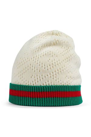 Cappello In Maglia Di Cotone Traforata Avorio GUCCI KIDS | 7225224K1119200